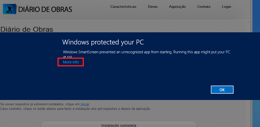 Erro SmartScreen Windows 8